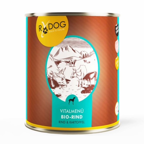 Dog Wet pet food RyDog Vital Menu Organic Beef (Vitalmenü Bio-Rind) 800g 6 Piece -1- Anifit